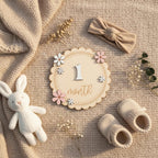 Baby Girl Monthly Milestone Signs, 1-12 Monthly Baby Milestone Girl, Newborn Photography Props Double-Sided, Nursery Decor for Girls