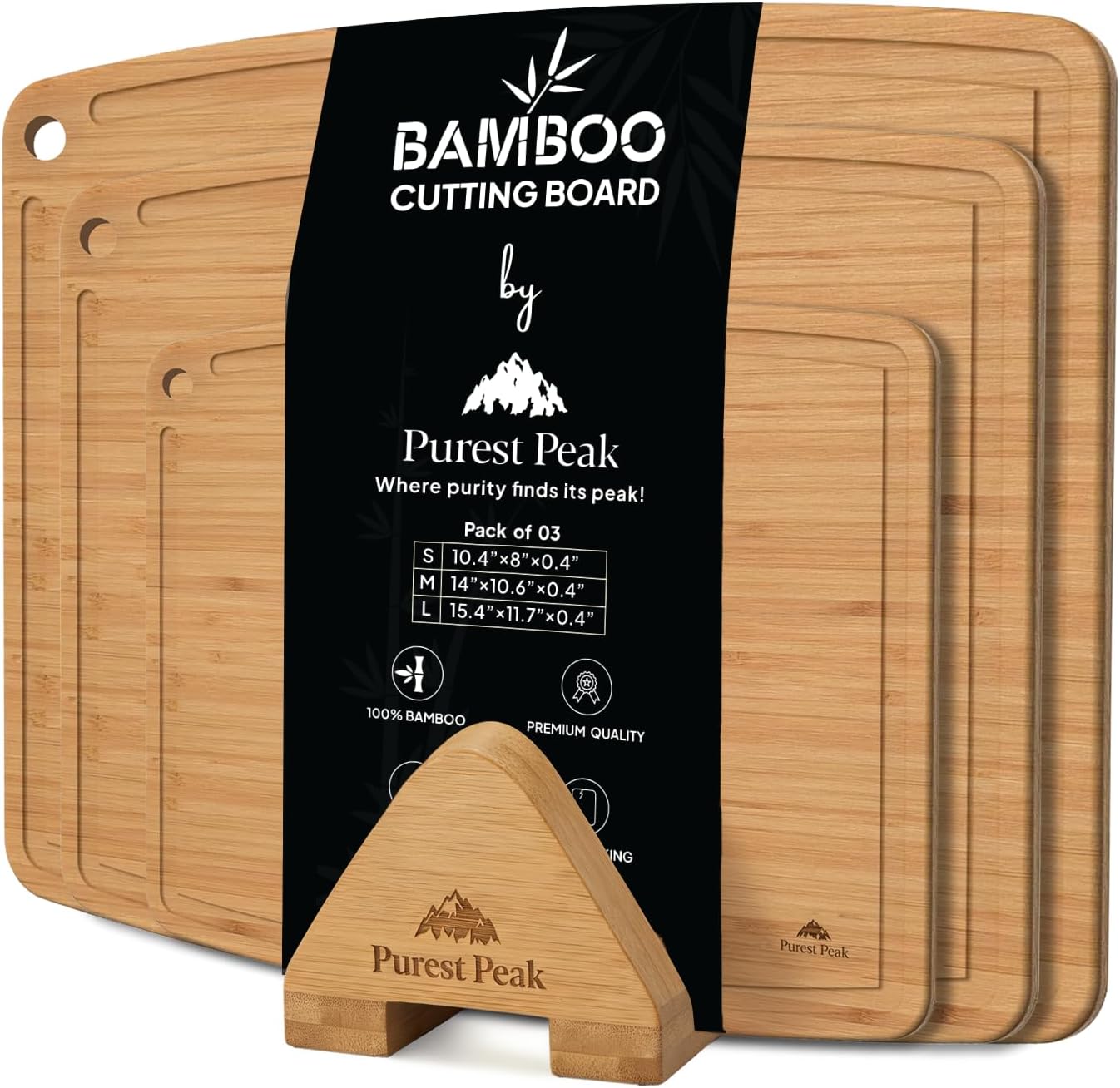 Large Bamboo Cutting Board, Reversible Wood Cutting Board with Juice Groove, Lightweight & Easy to Clean, Eco-Friendly Kitchen Prep Board for Fruits & Vegetables