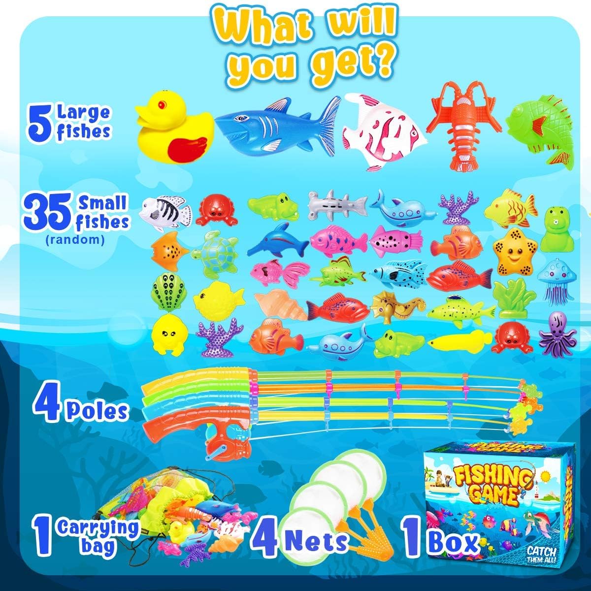 Goody King Magnetic Fishing Game Pool Party Pole Rod Net
