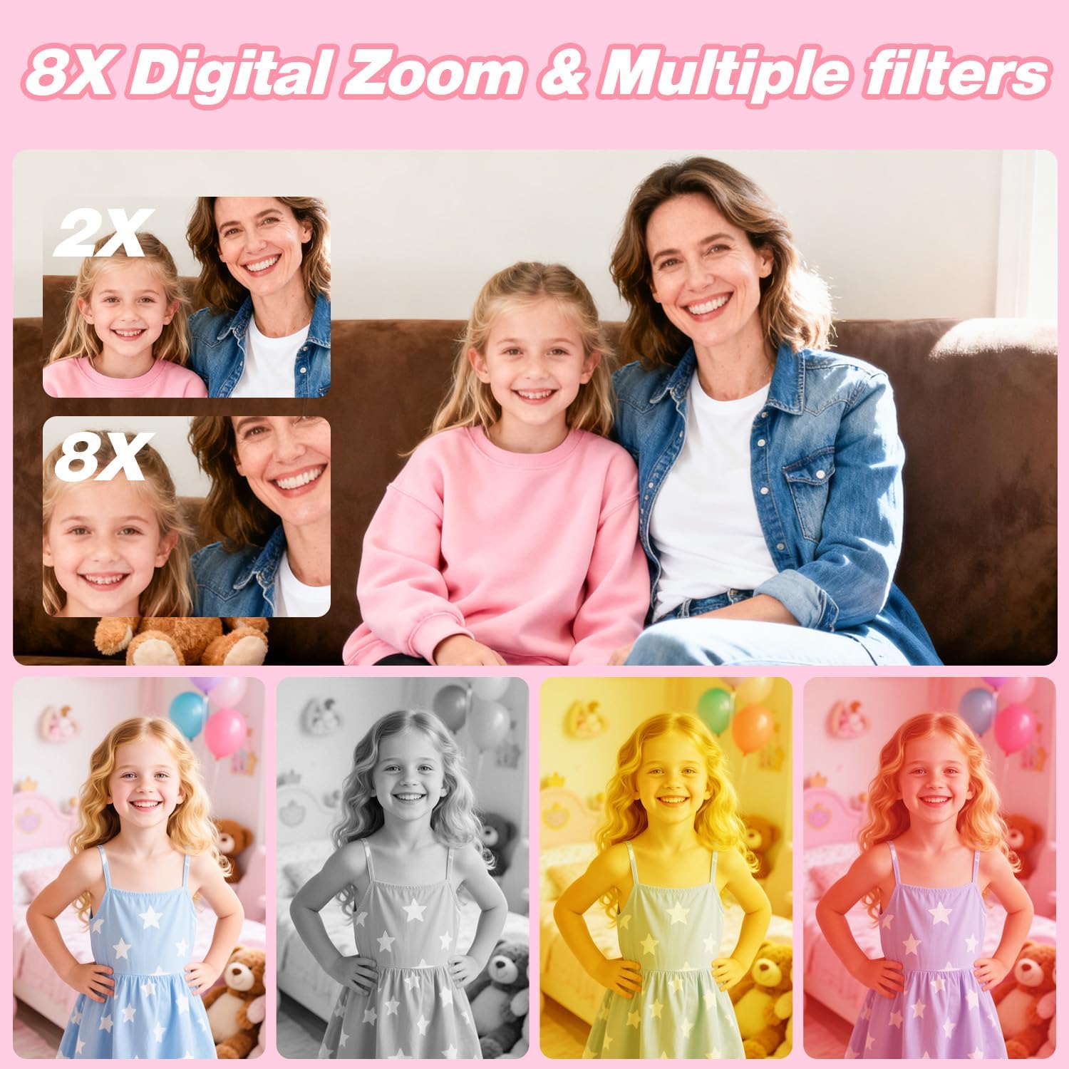 Kids Camera Toys for 3-8 Year Old Girls Boys,Children Digital Video Camcorder Camera with Cartoon Soft Cover, Best Chritmas Birthday Festival Gift for Kids