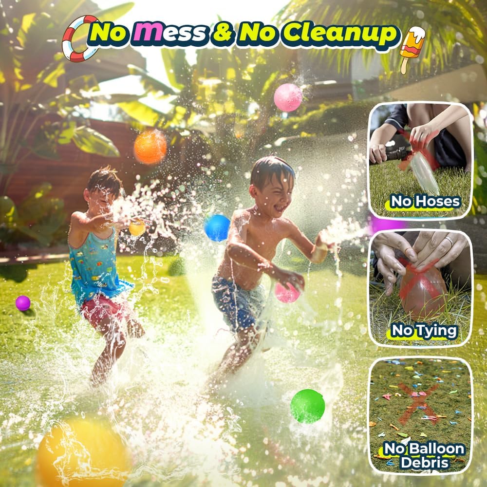 Reusable Water Balloons, Pool Beach Water Toys for Boys and Girls, Summer Toys for Kids Ages 3-12, Magnetic Water Ball for Outdoor Activities