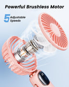 coldSky Portable Handheld Fan, 4000mAh Battery Operated 3 in 1 Multifunction Personal Travel Fans with Digital Display, 90° Foldable Desk Fans with Base, 5 Speed Lash Fan for Makeup/Office