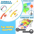 Goody King Magnetic Fishing Game Pool Party Pole Rod Net - Bathtub Outdoor Indoor Carnival Party Water Table Fish Toys Age 3-5 6 4-8