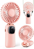 coldSky Portable Handheld Fan, 4000mAh Battery Operated 3 in 1 Multifunction Personal Travel Fans with Digital Display, 90° Foldable Desk Fans with Base, 5 Speed Lash Fan for Makeup/Office