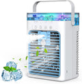Portable Air Conditioners, 4 in 1 Mini AC Air Conditioner with 1000ml Water Tank, 3 Speeds, 2 Mist Modes, 2/4/8H Timer, Ambient Light, USB Evaporative Air Cooler Cooling Fan for Camping Room Bedroom
