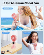coldSky Portable Handheld Fan, 4000mAh Battery Operated 3 in 1 Multifunction Personal Travel Fans with Digital Display, 90° Foldable Desk Fans with Base, 5 Speed Lash Fan for Makeup/Office