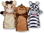 Melissa & Doug Safari Buddies Hand Puppets, Set of 6 (Elephant, Tiger, Parrot, Giraffe, Monkey, Zebra) Soft, Plush Puppet, Stuffed Animals, Pretend Play Toddler Toys for Girls & Boys 2+