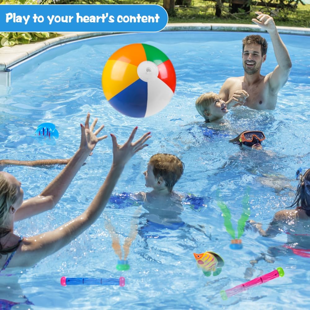 YUJUN Pool Diving Swimming Toys, Summer Underwater Game Toys with Pool Fishes Dive Sticks Rings Gems Storage Bag for Kids Swim Birthday Party Favors