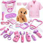 Meland Toy Doctor Kit for Girls - Pretend Play Doctor Set with Carrying Case,Stethoscope Toy & Dress Up Costume - Doctor Play Set for Girls Toddlers Ages 3 4 5 6 Year Old for Role Play Gift
