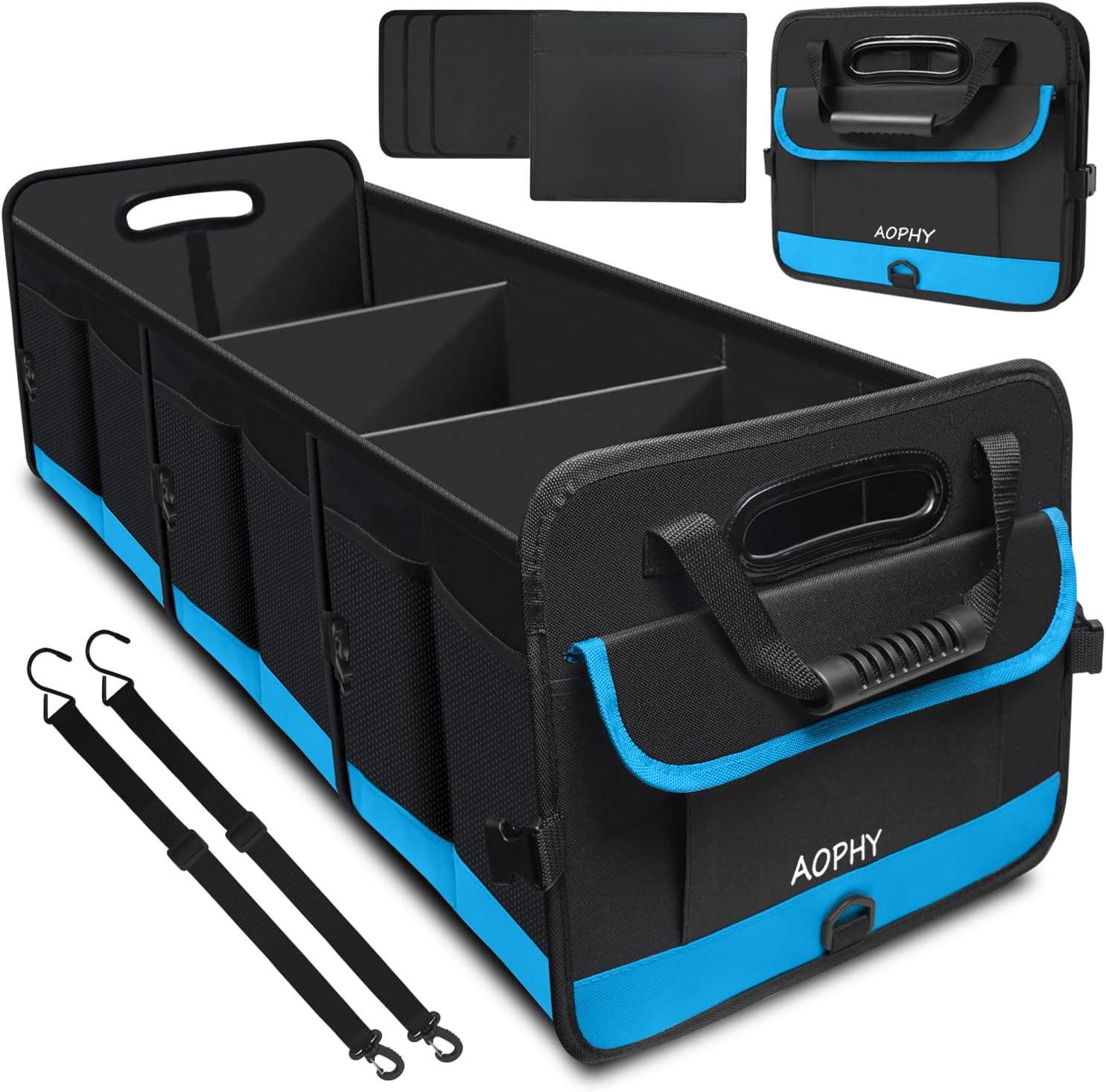Trunk Organizer for Car, Sturdy Storage Organization with Non-Slip Bottom Strips, 95L Large Capacity Cargo Organizer for Suv, Truck, Sedan, Waterproof Portable Car Organizers for Women Men