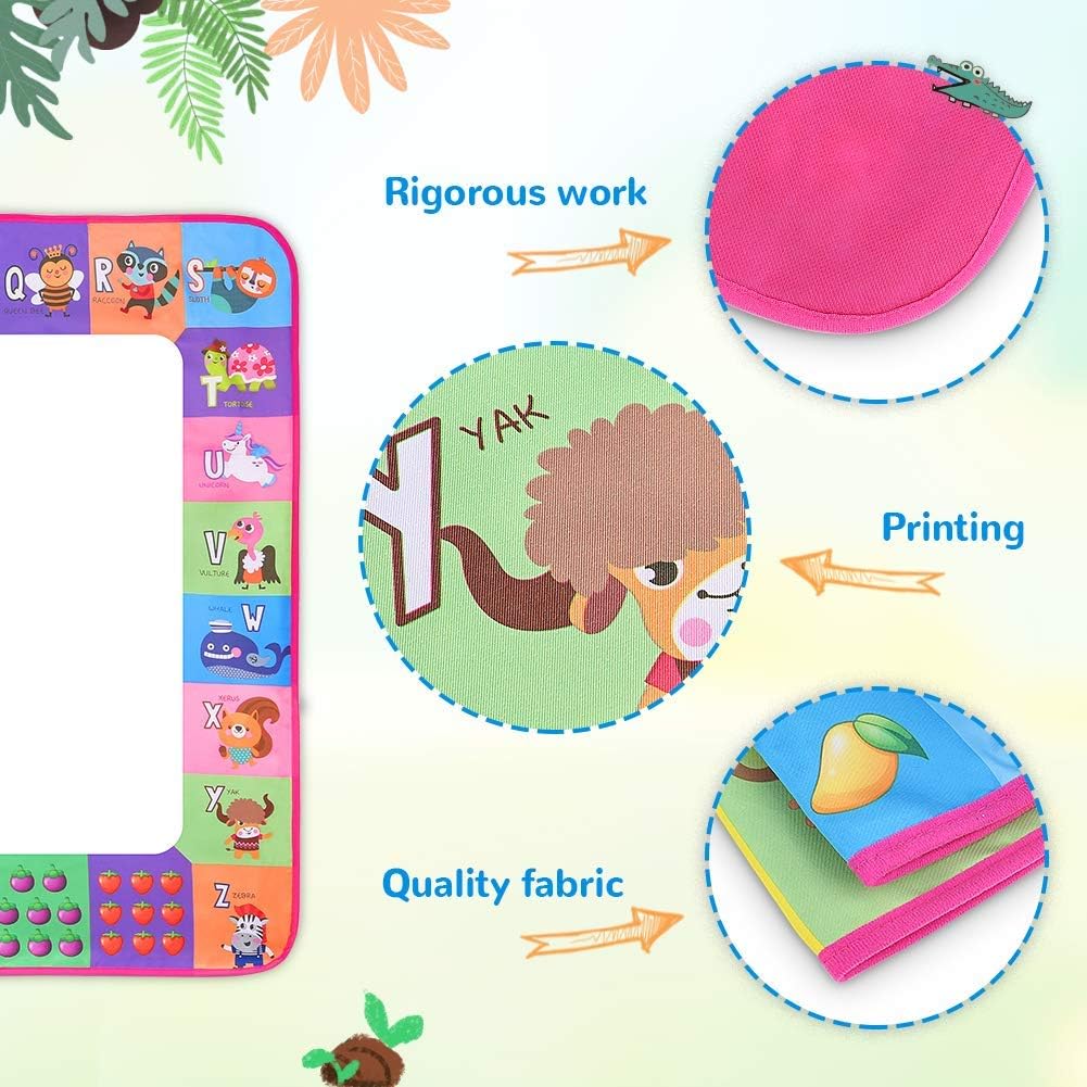 Water Doodle Mat - Kids Color Painting Toy, Gift Set for Toddlers 3-7 | Great Educational Water Doodle Mat - Toddler Painting Toy Gift with Fun Stencils, Magic Pens & Drawing Templates for Kids