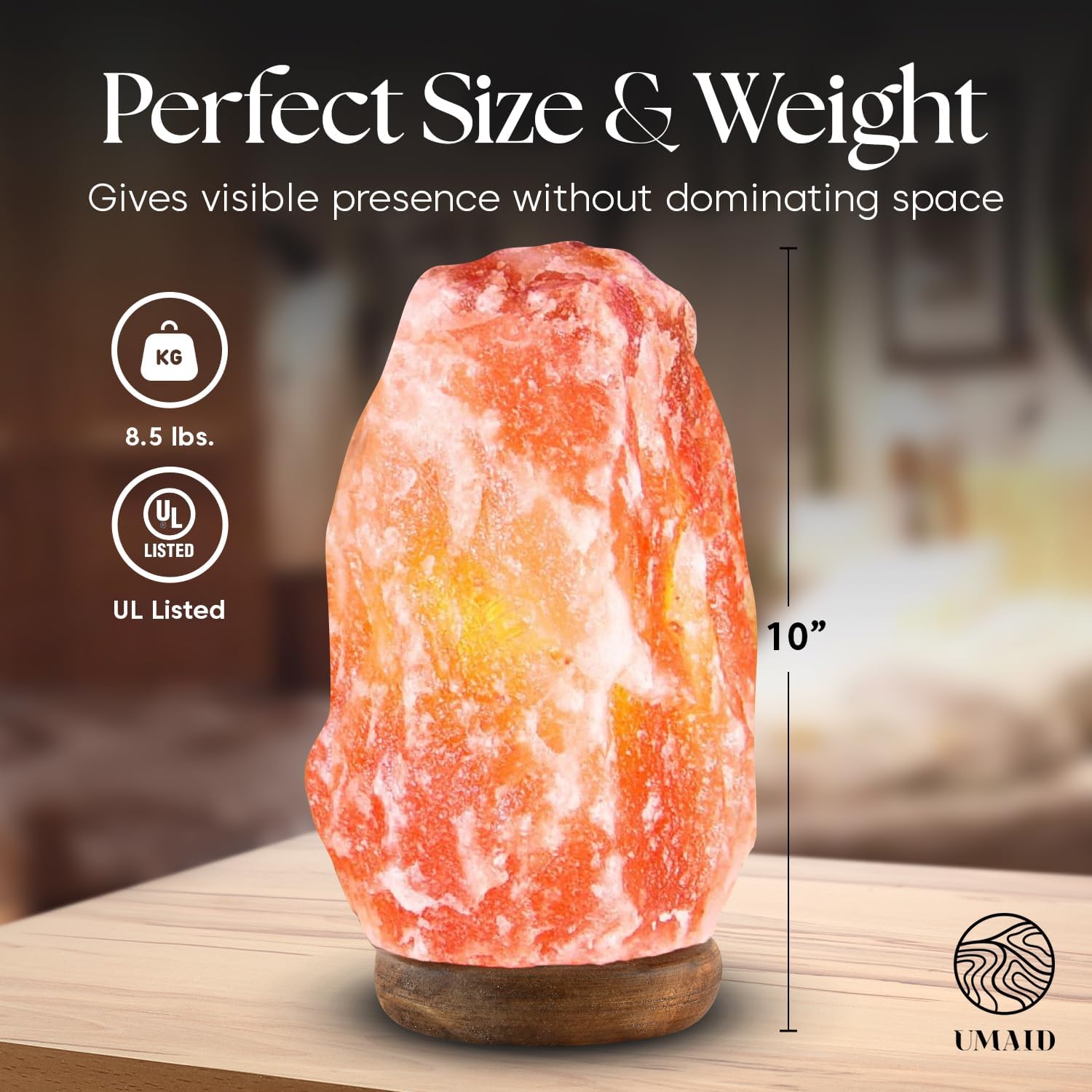 UMAID Himalayan Salt Lamp, Dimmable Pink Rock Salt Lamp for Bedroom, Office Desk & Meditation Room, Spa Decor, Relaxation Home Decor Gifts for Men & Women