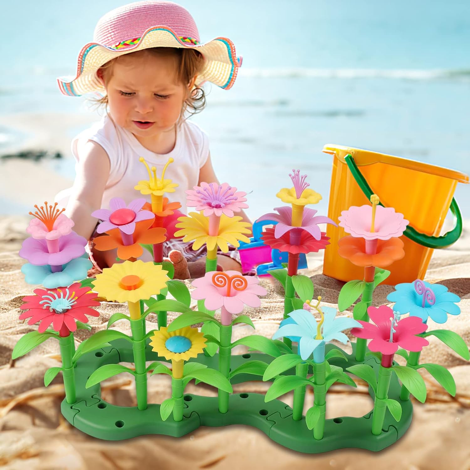 CENOVE Birthday Toys Gift for 3 4 5 6 7 Year Old Girls and Boys,Flower Garden Building Toy with Carry Box, STEM Toys for Preschool Children Educational Activity Toys