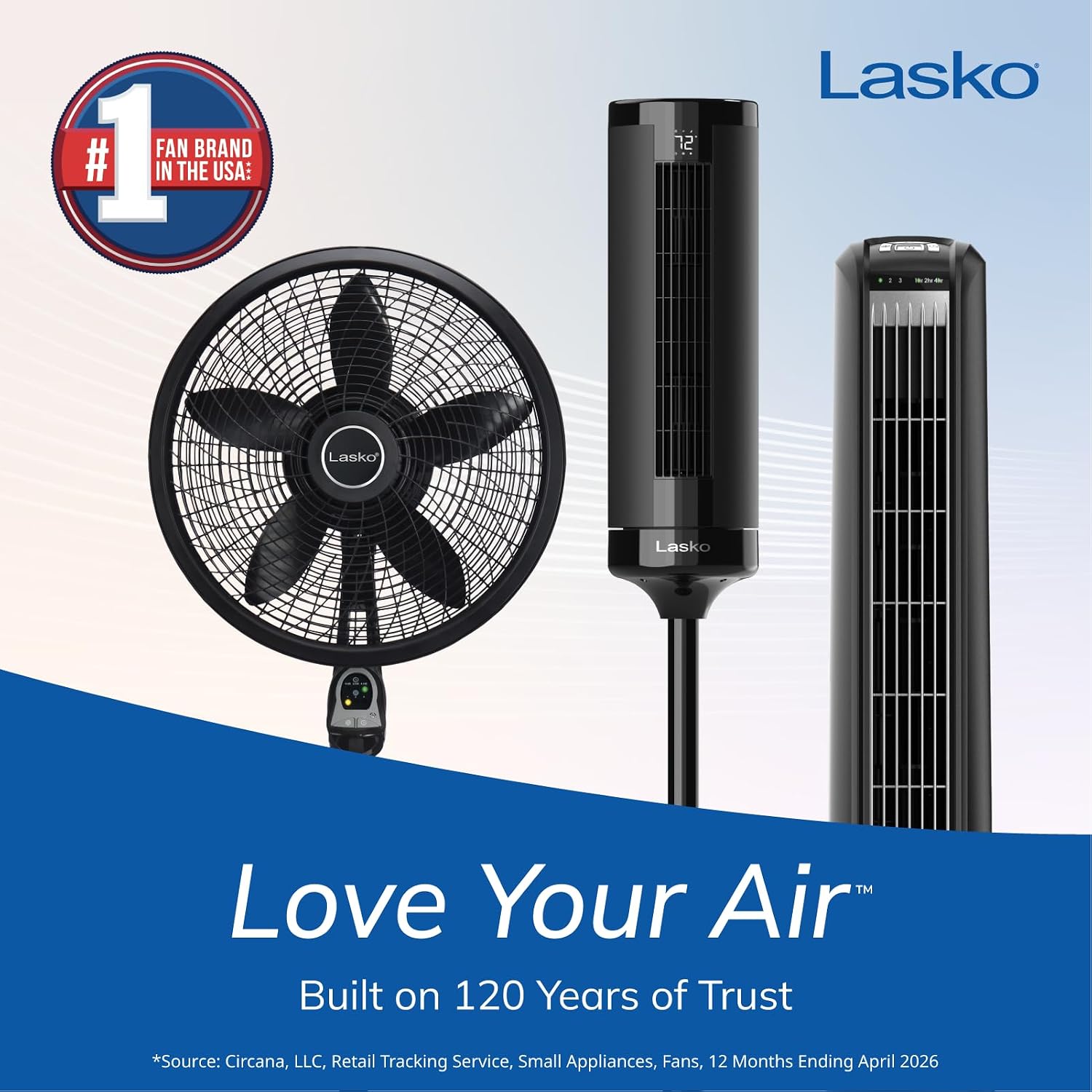 Lasko Oscillating Cyclone Pedestal Fan with Remote Control - Cooling Standing Fan for Bedroom, Living Room, and Home Office - Adjustable Height - 3 Quiet Speeds - 1843 - 18" Blade Diameter - Black