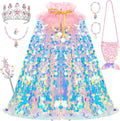 Meland Princess Dress Up for Girls 3-8, Mermaid Cape with Crown, Dress Up Clothes Birthday Gift Toys for Girls Toddlers