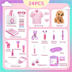 Meland Toy Doctor Kit for Girls - Pretend Play Doctor Set with Carrying Case,Stethoscope Toy & Dress Up Costume - Doctor Play Set for Girls Toddlers Ages 3 4 5 6 Year Old for Role Play Gift