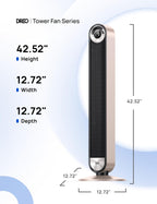 DREO Tower Fan for Bedroom, 90° Oscillating Standing Fan with 28ft/s Velocity, 20dB Quiet for Sleep, DC Motor, 9 Speeds, 4 Modes, 12H Timer, Voice & APP & Remote Control, Starlight