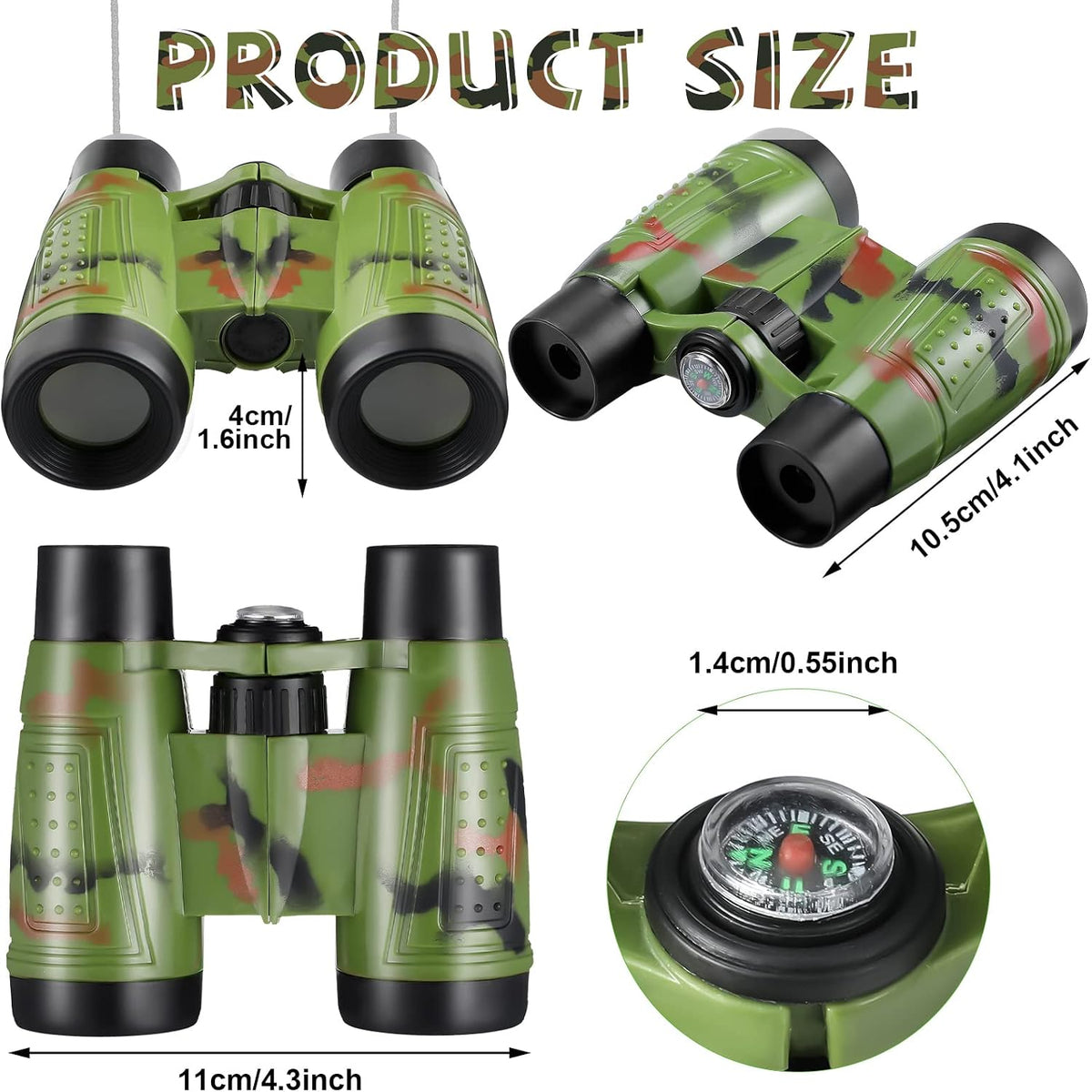 Kids Binoculars with Compass & Neck String – Outdoor Exploration Toy