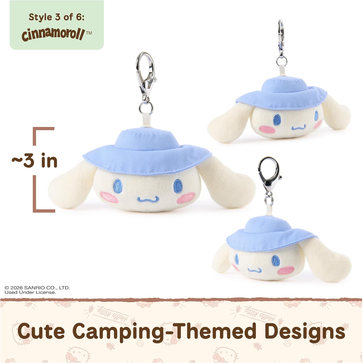 Hello Kitty & Friends 3-Inch Surprise Camping Plush (1 of 6 Styles) | Blind Bag Mystery Unboxing Inspires Outdoor Roleplay Adventures; Includes One Random 3.5-Inch Sanrio Stuffed Clip Toy Ages 1+