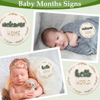 7 Pack Baby Monthly Milestone Signs, Double Sided Baby Milestone Signs Wooden Baby Announcement Sign for 1-12 Months Baby Milestone Pictures