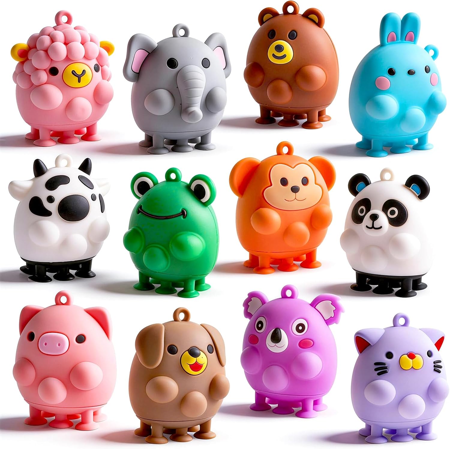 Animal Pop Suction Fidgets Toys, Toddler Travel Toys for Airplane Car Activities Essential, Party Favors for Kids, Goodie Bags Stuffers for Kids, Toddler Bath Toys, Birthday Gifts for Boy Girls