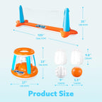 JOYIN Inflatable Pool Float Set Volleyball Net & Basketball Hoops, Balls Included for Kids and Adults Swimming Game Toy, Summer Floaties, Volleyball Court |Basketball
