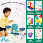 Kaodezhu Dinosaur Math Balance Toys, Montessori Toys for 3 Years Old Kids | Matching Letter, Learning and Educational Toys for Boys Girls - Birthday Gifts for 4 5 6 7 Year Old