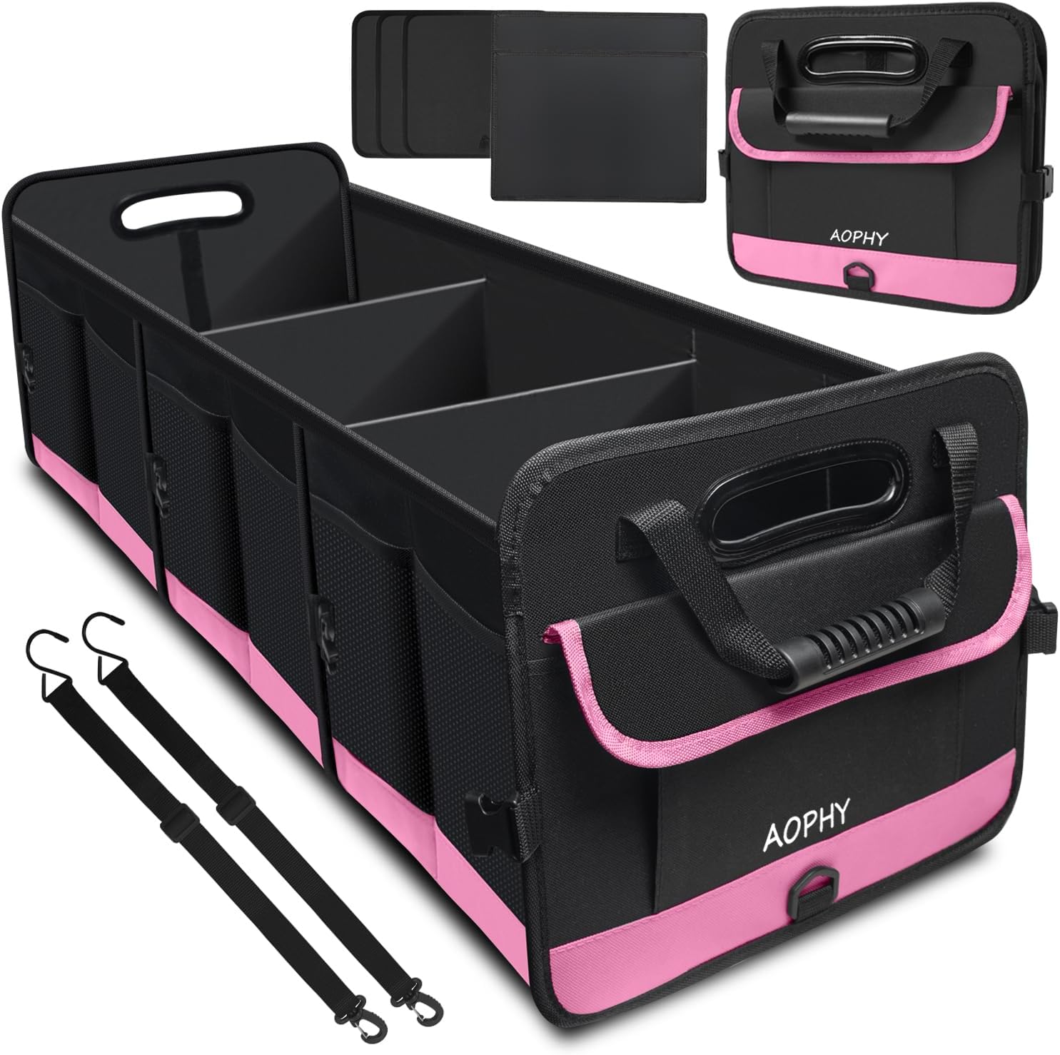 Trunk Organizer for Car, Sturdy Storage Organization with Non-Slip Bottom Strips, 95L Large Capacity Cargo Organizer for Suv, Truck, Sedan, Waterproof Portable Car Organizers for Women Men
