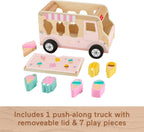 Toddler Shape Sorting Playset Wooden Ice Cream Truck, 8 Wood Pieces for Developmental Play Ages 18+ Months | 9 Wooden Pieces for Developmental Play, Toddler Toy for Kids Ages 18+ Months