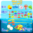 Goody King Magnetic Fishing Game Pool Party Pole Rod Net - Bathtub Outdoor Indoor Carnival Party Water Table Fish Toys Age 3-5 6 4-8