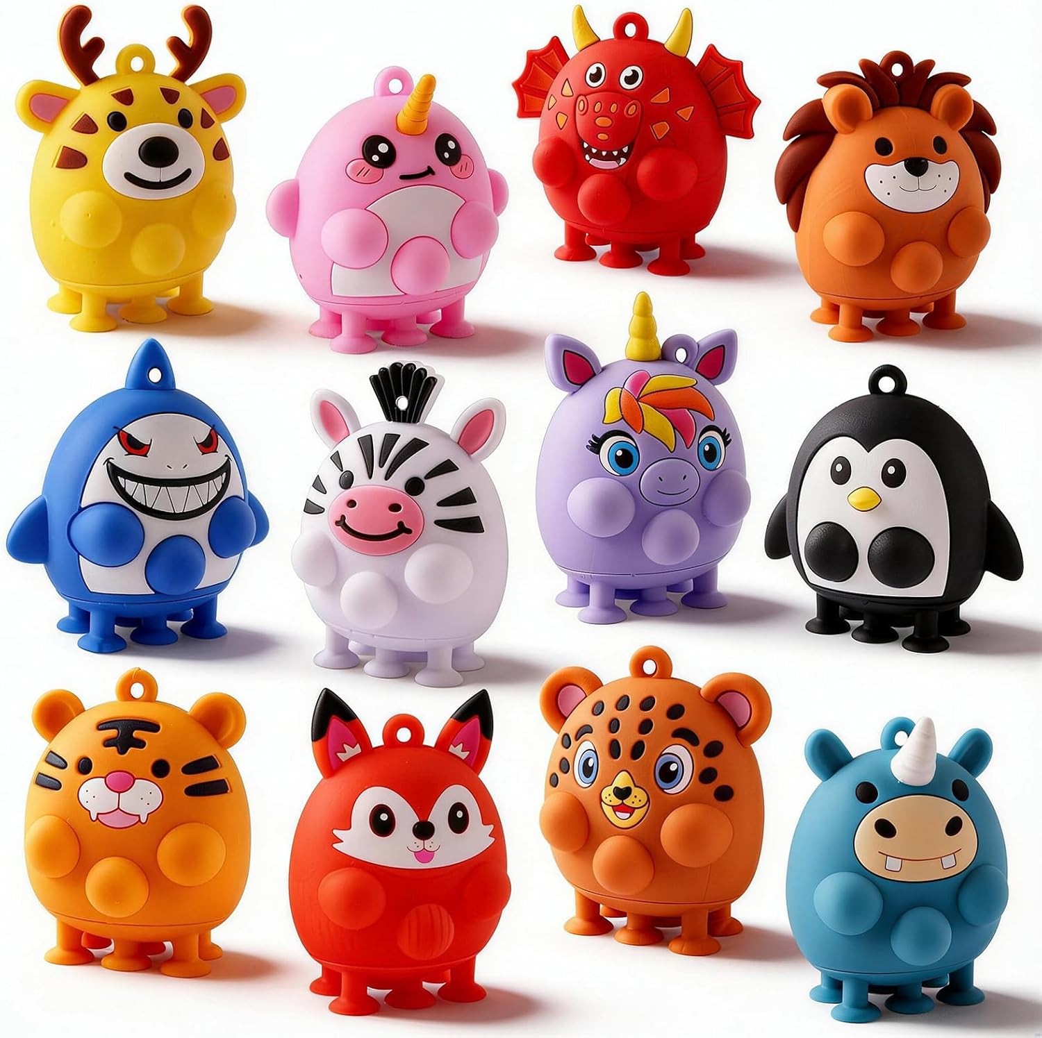 Animal Pop Suction Fidgets Toys, Toddler Travel Toys for Airplane Car Activities Essential, Party Favors for Kids, Goodie Bags Stuffers for Kids, Toddler Bath Toys, Birthday Gifts for Boy Girls