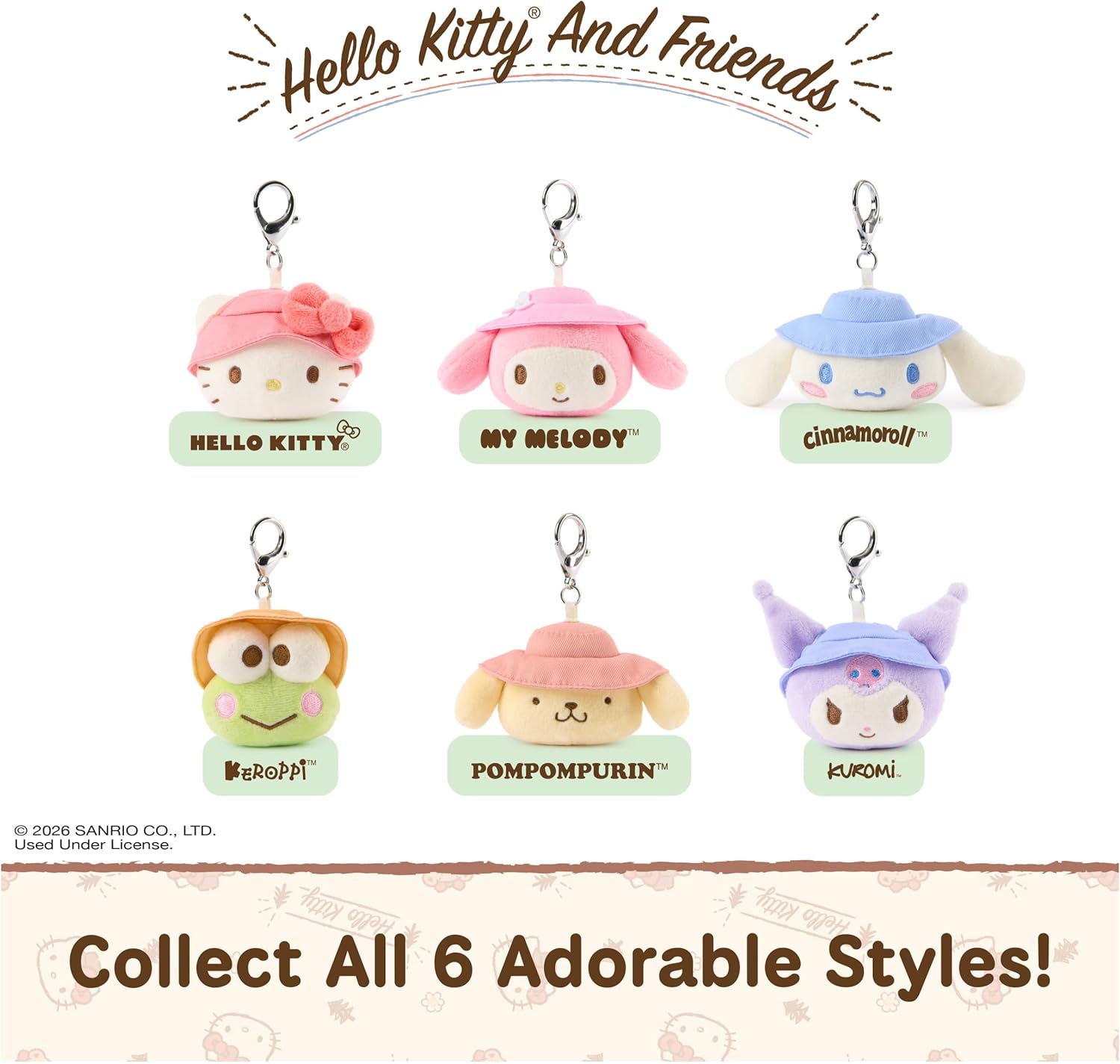 Hello Kitty & Friends 3-Inch Surprise Camping Plush (1 of 6 Styles) | Blind Bag Mystery Unboxing Inspires Outdoor Roleplay Adventures; Includes One Random 3.5-Inch Sanrio Stuffed Clip Toy Ages 1+