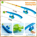 NIPLOOOW Pool Fishing Toys Games, Water Table Bathtub Toy with Inflatable Pool Pole Rod Net Plastic Floating Fish, Birthday Gifts for Kids Age 3 4 5 6 Year Old,Kids Outdoor Toys