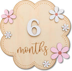 Baby Girl Monthly Milestone Signs, 1-12 Monthly Baby Milestone Girl, Newborn Photography Props Double-Sided, Nursery Decor for Girls