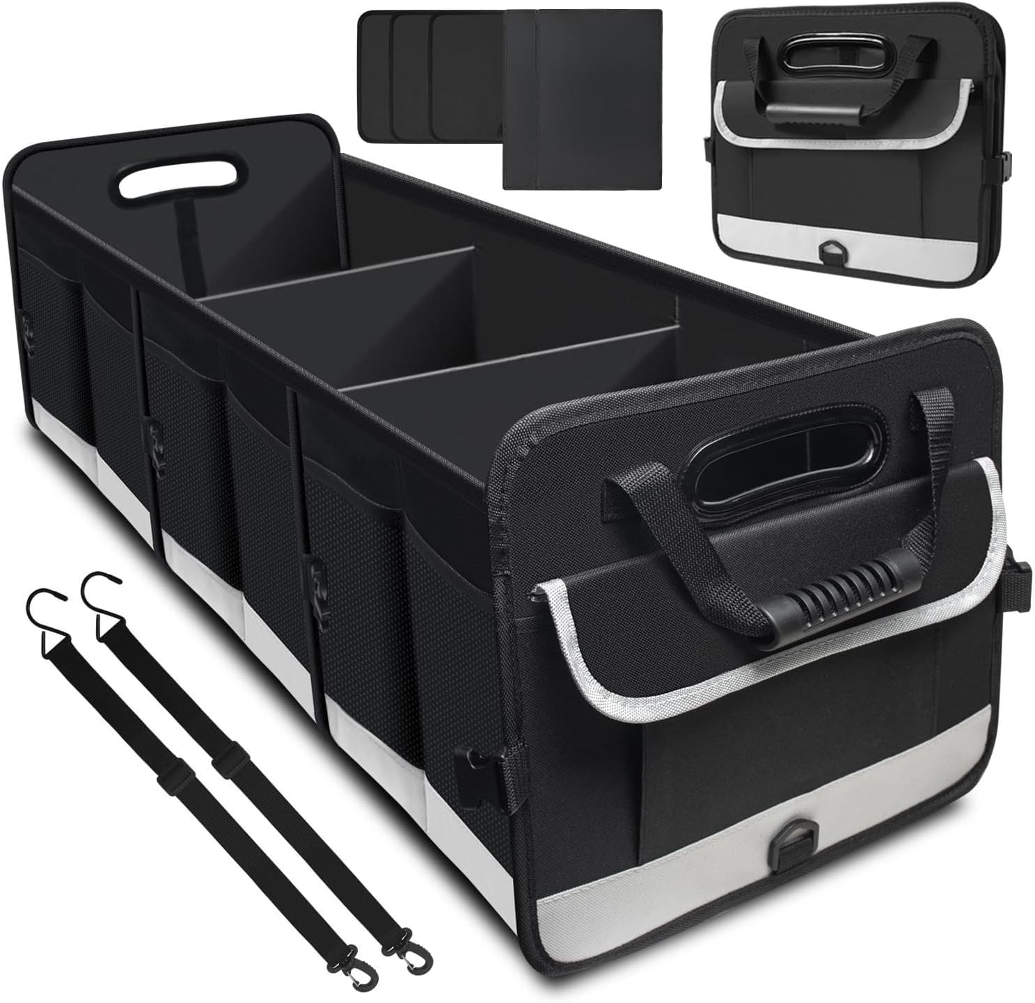 Trunk Organizer for Car, Sturdy Storage Organization with Non-Slip Bottom Strips, 95L Large Capacity Cargo Organizer for Suv, Truck, Sedan, Waterproof Portable Car Organizers for Women Men