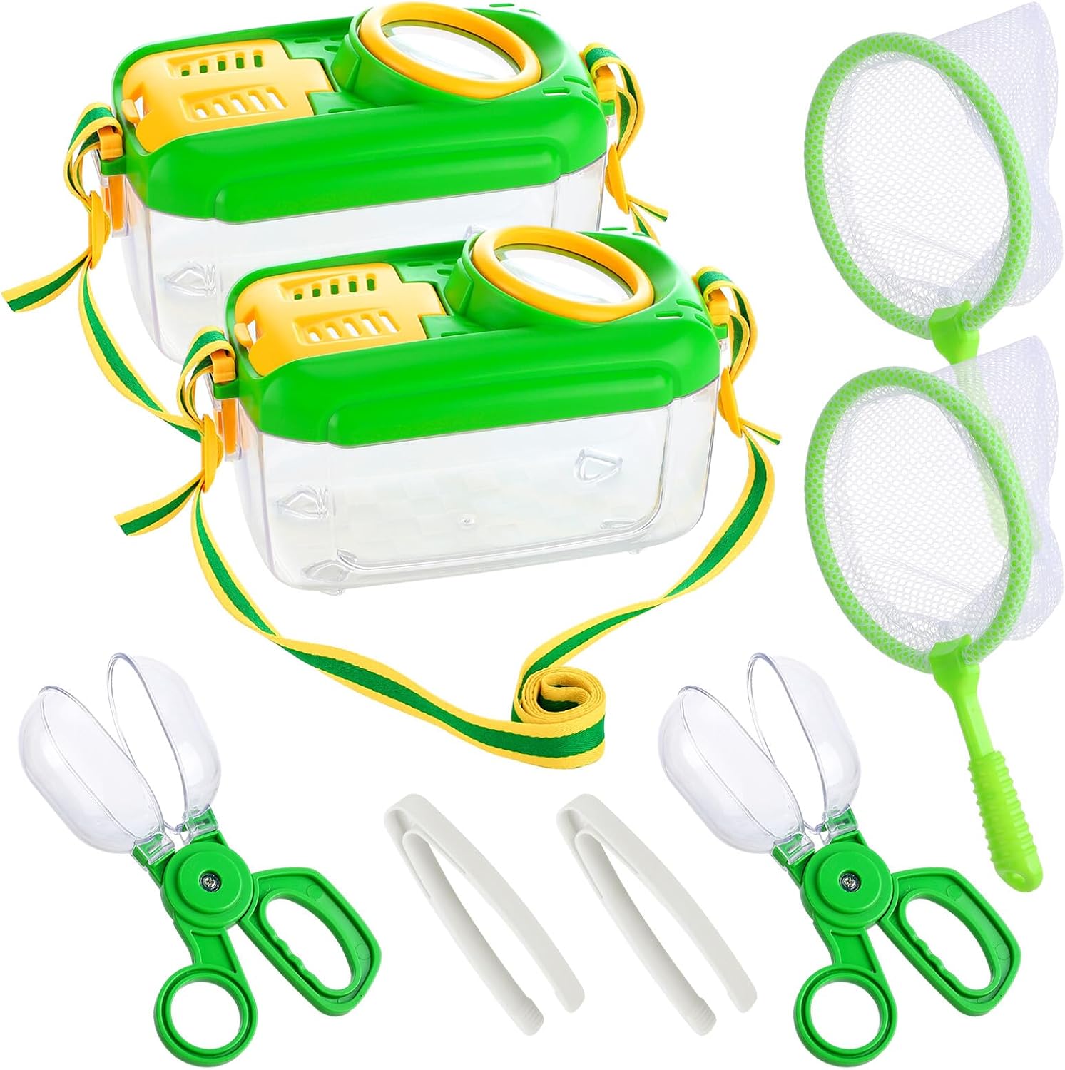 2 Sets Bug Catcher for Kids, Bug Catching Kit Gifts with Butterfly Net Toys | Built-in Magnifying Glass Bugs Box, Kids Camping Toys Bugs Collection Outdoor Explorer Kit for Age 3 4 5 6 7 8