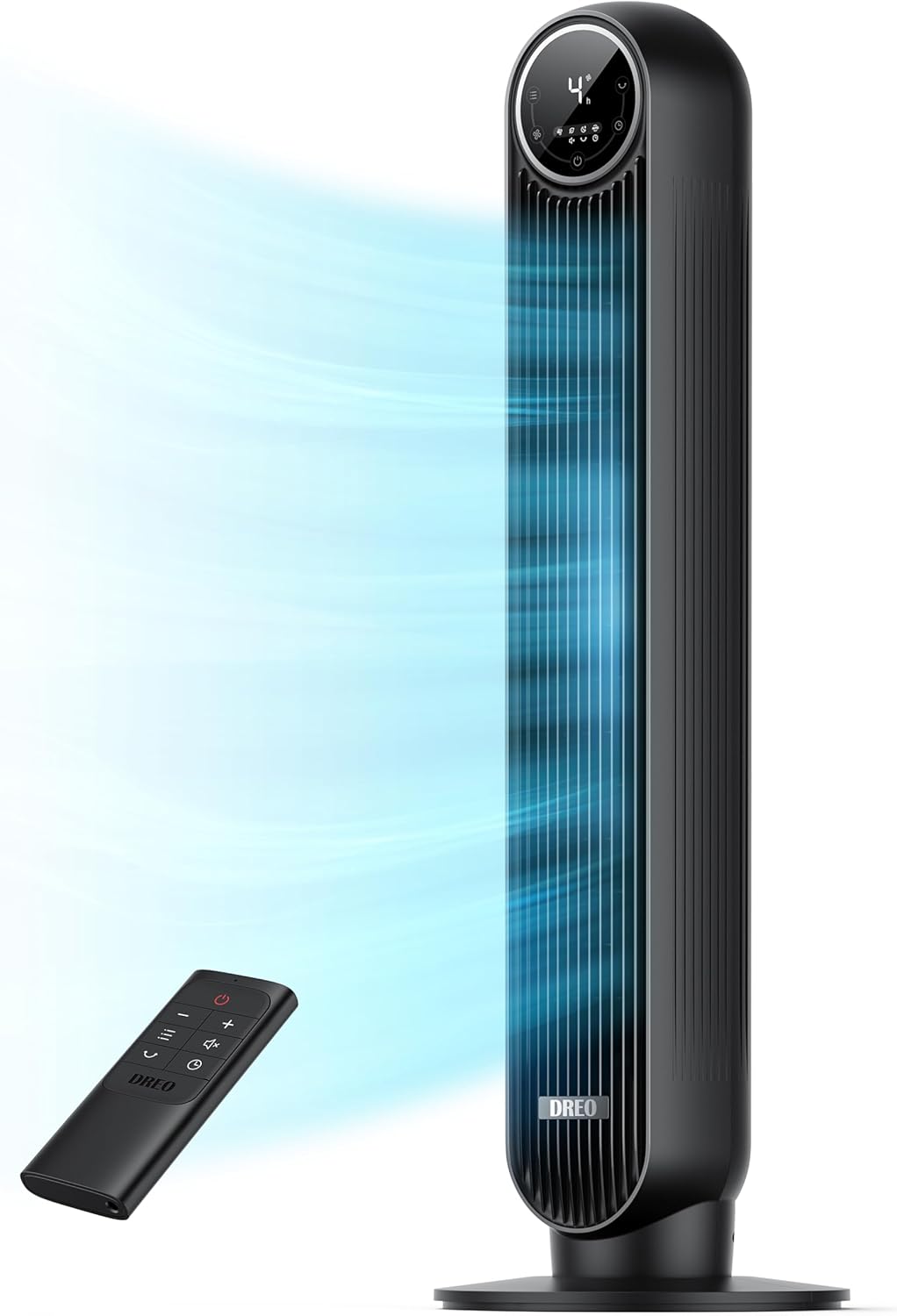 DREO Tower Fan for Bedroom, 2026 Upgraded DC Motor, 28ft/s High Velocity, 20dB Ultra Quiet Standing Fan, 8 Speeds 4 Modes, 90° Oscillating Bladeless Fan for Indoors, Floor Fans with Remote