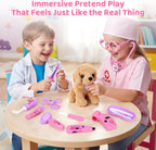 Meland Toy Doctor Kit for Girls - Pretend Play Doctor Set with Carrying Case,Stethoscope Toy & Dress Up Costume - Doctor Play Set for Girls Toddlers Ages 3 4 5 6 Year Old for Role Play Gift