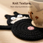 Cat Gifts for Cat Lovers Cat Coaster Woven Creative Cute Cat Coaster Insulation Coaster Coffee and Tea Coaster Desktop Gifts
