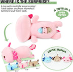 Onsoyours Cat Stuffed Animal Mommy 19.7" with 3 Kitty Plushies, 4 Piece of Cute Cat Plush Pillow Toys for Kids Girls Boys