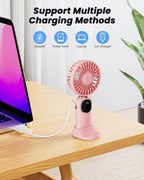 coldSky Portable Handheld Fan, 4000mAh Battery Operated 3 in 1 Multifunction Personal Travel Fans with Digital Display, 90° Foldable Desk Fans with Base, 5 Speed Lash Fan for Makeup/Office