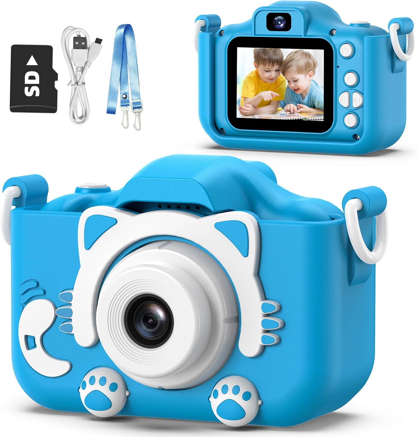 Kids Camera Toys for 3-8 Year Old Girls Boys,Children Digital Video Camcorder Camera with Cartoon Soft Cover, Best Chritmas Birthday Festival Gift for Kids