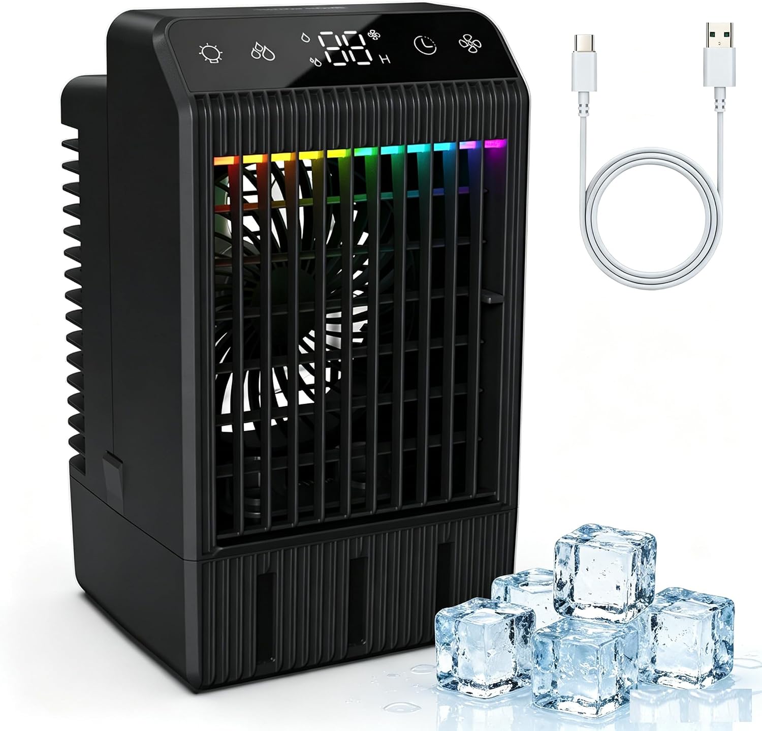 Portable Air Conditioners: Mini AC Fan Swamp Evaporative Cooler with 1000ML Water Tank USB Powered Personal Car Air Conditioner for Room Bedroom Office Camping Tent