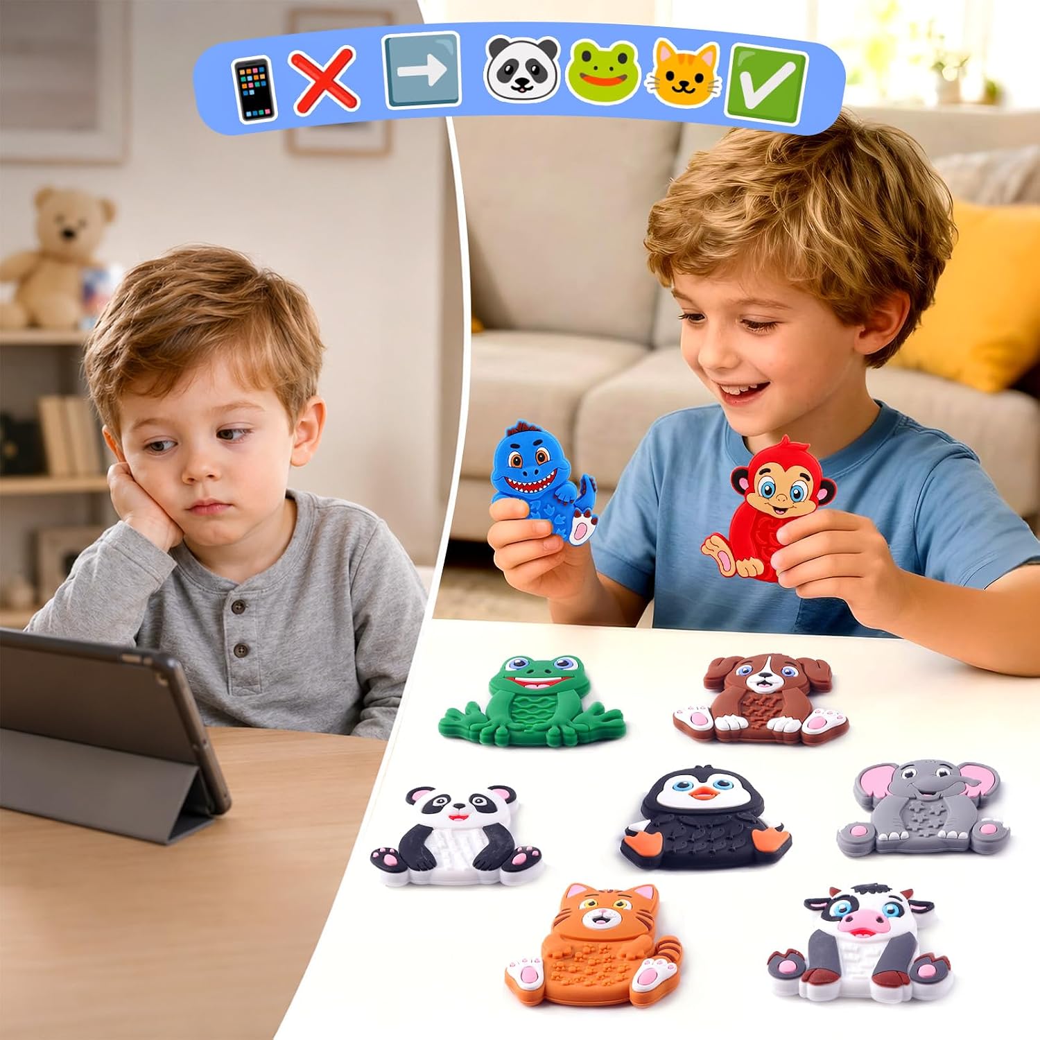 Animal Sensory Toys for Kids Toddlers, Textured Silicone Fidget Toys, Quiet Travel Toys for Airplane, Car Rides, Preschool & Home Sensory Play, Classroom Calm Corner Toys