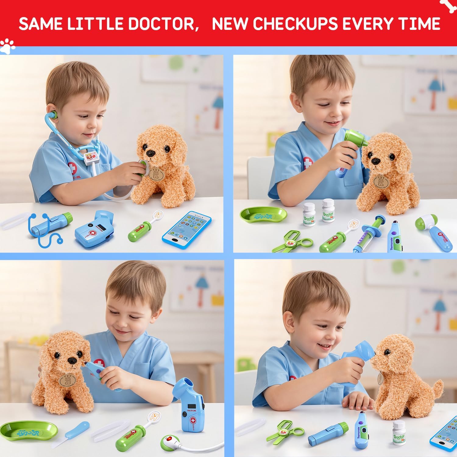 Meland Toy Doctor Kit for Girls - Pretend Play Doctor Set with Carrying Case,Stethoscope Toy & Dress Up Costume - Doctor Play Set for Girls Toddlers Ages 3 4 5 6 Year Old for Role Play Gift