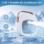 Portable Air Conditioners, 4000mAh Rechargeable Mini Air Conditioner with 3 Speeds, Quiet Desk Personal Air Cooler Fan for Bedroom, Indoor, Outdoor, Travel, and Office