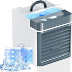 Portable Air Conditioners, Mini Air Cooler with 3 Speeds, Anti-leakage Water Personal Ice Air Conditioner for Room Desk Office Home Tent(W-03)