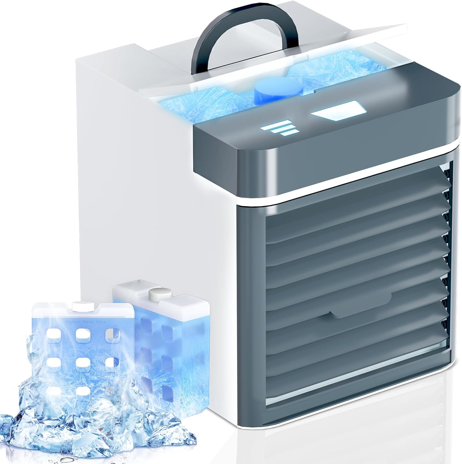 Portable Air Conditioners, Mini Air Cooler with 3 Speeds, Anti-leakage Water Personal Ice Air Conditioner for Room Desk Office Home Tent(W-03)