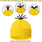 CONGRU 4 Pcs Halloween Costume Accessories Adults-Yellow Beanie Hat/Goggles/Gloves/Suspenders for Halloween Dress Up