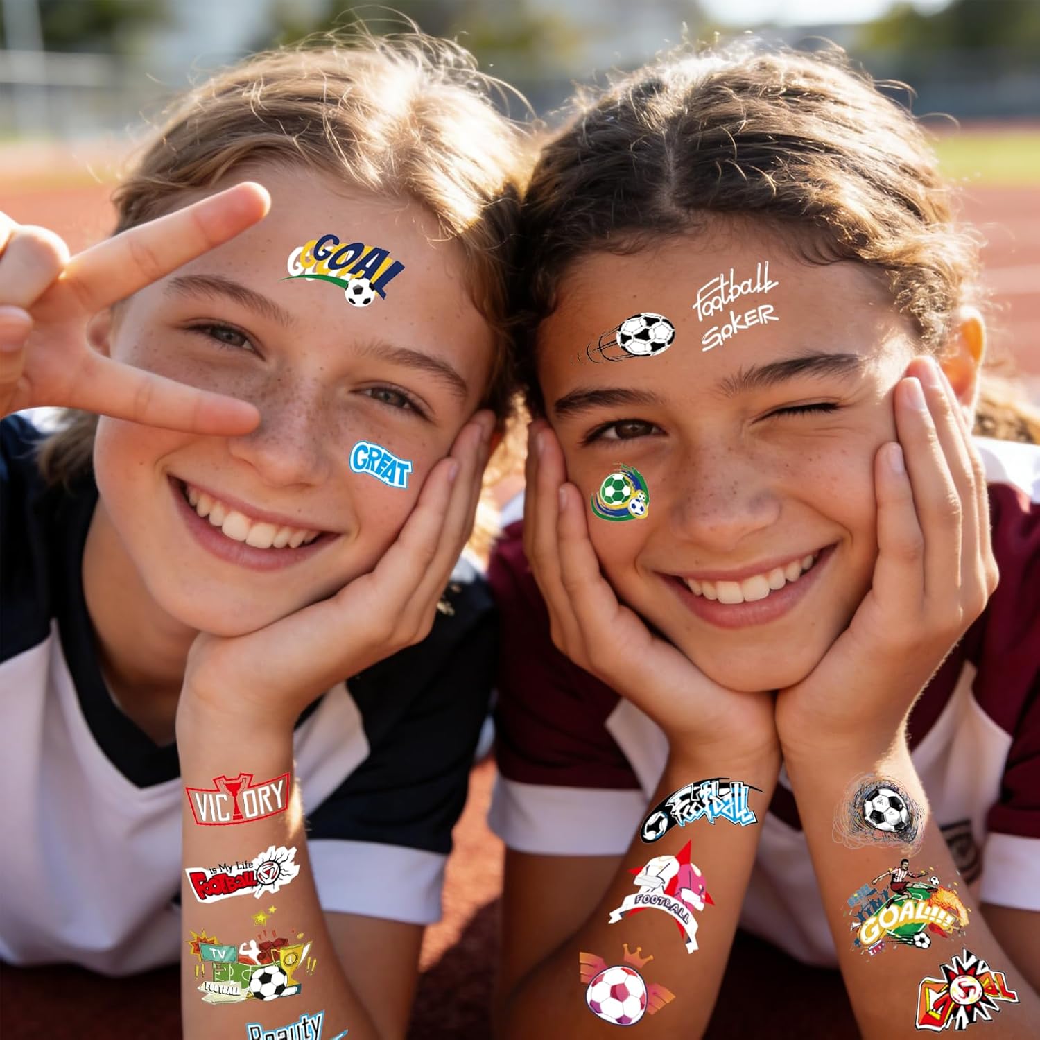 Awinmay Glow in the Dark Soccer Temporary Tattoos for Kids, 60Pcs Sport Party Favors for Boys and Girls, Goodie Bag Stuffers, Sports Fan Makeup for Game Day & Soccer Birthday Party Decorations